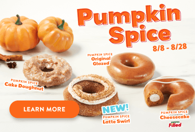 Learn more about Krispy Kreme's Pumpkin Spice doughnuts now!