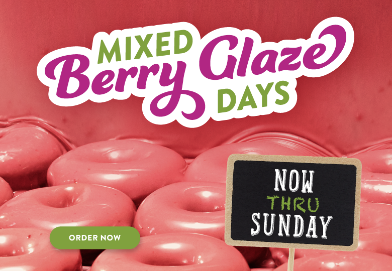 Order our mixed berry glaze doughnuts today!