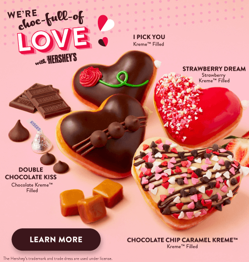 Learn more about Krispy Kreme's Valentine's Day Collection with HERSHEY'S.