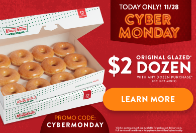 Learn more about Krispy Kreme's Cyber Monday dozen deal!