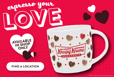 MP1m. Find a shop to get some exclusive Krispy Kreme Valentine's Day merch!